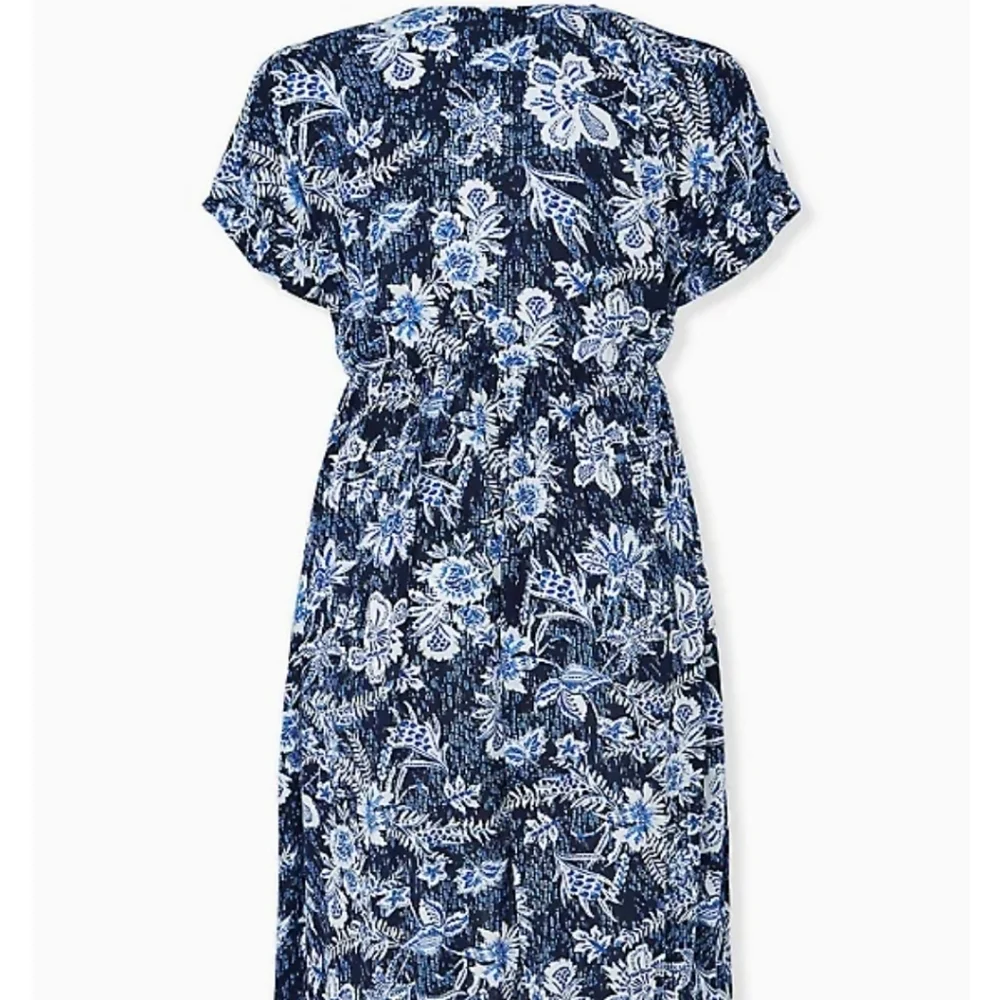 Torrid Summer Navy Floral Crinkled Gauze Hi- Lo Jaftan NWT 00/0 Short Sleeve
